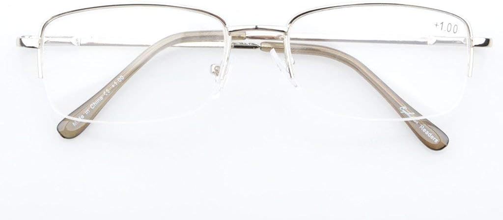 Eyekepper 5-Pack Metal Half-Rim Spring Hinges Reading Glasses Include Computer Readers