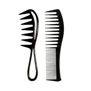 Hair Comb Set, 2Pcs Wide Tooth Comb Large Teeth Combs Heat Resistant Anti Static Hair Comb Women Men Hairdressing Hair Styling Comb for Most Hair Types, Black