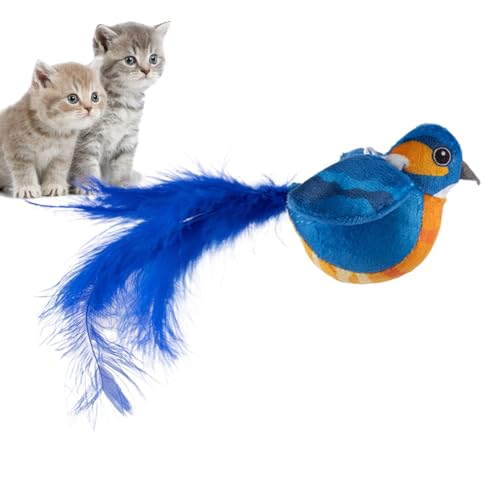 Cat Bird Toy - 鳴き声と羽ばたきが可愛い - 対話型飛ぶ鳥玩具 - 好奇心刺激 運動促進 ストレス解消 室内飼い猫の遊び道具 誕生日クリスマスプレゼント お留守番用