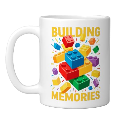 Building Memories Coffee Mug Bricks Blocks Adult Kids Cup Ceramic Mug, White, 11oz