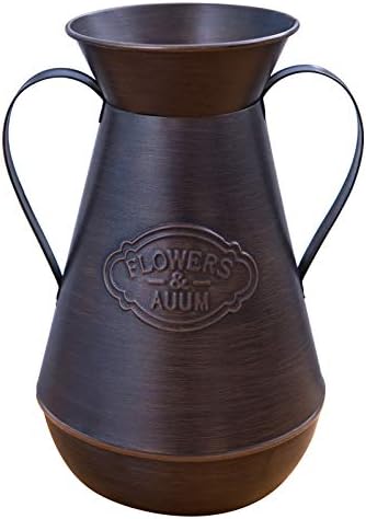 Flower Vase for Decor,Bronze Vintage Metal Vase Handmade,9.5" Vases for Flowers French Rustic Style