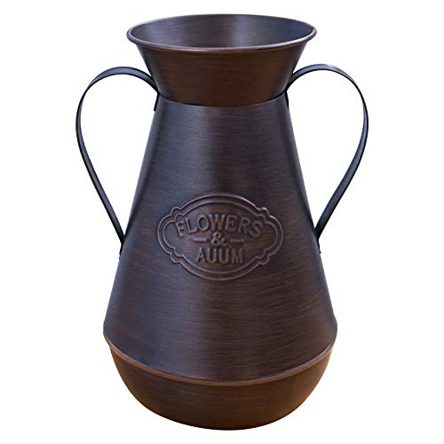 Flower Vase For Decor,Bronze Vintage Metal Vase Handmade,9.5" Vases For Flowers French Rustic Style #TOP3