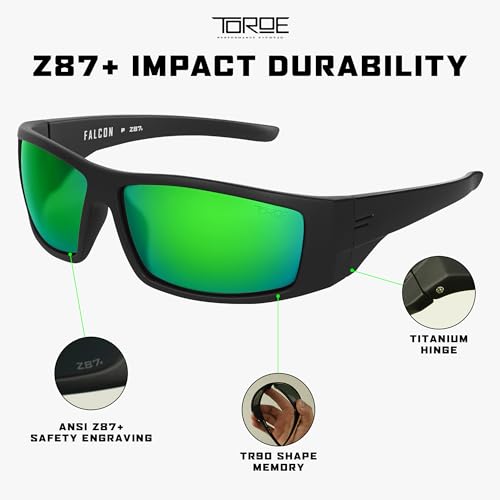 Image of TOROE z87+ Safety Polarized Wrap Around FALCON Sunglasses Tr90 Frame, Anti Scratch Lenses