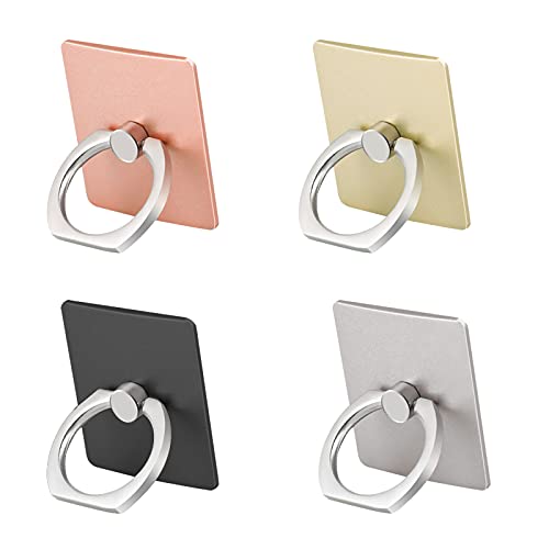 MiniY 4 quadratische Handy-Ringhalter, ein um 360 Grad drehbarer Ringhalter, kompatibel mit allen Arten von Handys und Smartphones Cover