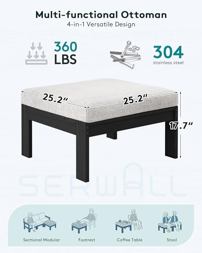 Image of SERWALL HDPE Outdoor Ottoman with Cushions