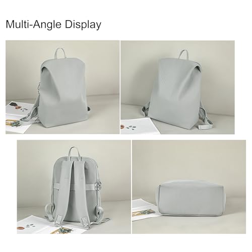 Fashion Nylon Backpack for Women, Anti-Theft Small Backpack Purse with 14" Laptop Sleeve, Trolley Sleeve for Travel (Black)4