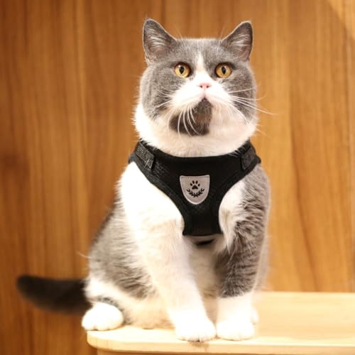 Peitoral Respirável Ajustável para Pets com Coleira: Colete Macio para Cachorro Gatos Refletiva (Pre