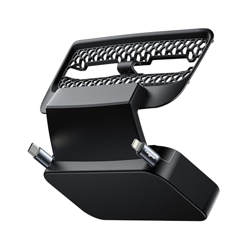 Fasgear Rear USB Charging Hub Docking Station Compatible for Tesla Model 3 Model Y (2021 2022 2023), 80cm 27W Fast Charge Retractable Lightning Cable & Type C Cable with Rear AC Vent Outlet Cover