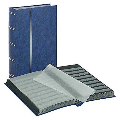 Classeur pour timbres LINDNER album de rangement philatélie 64 pages noires bleu