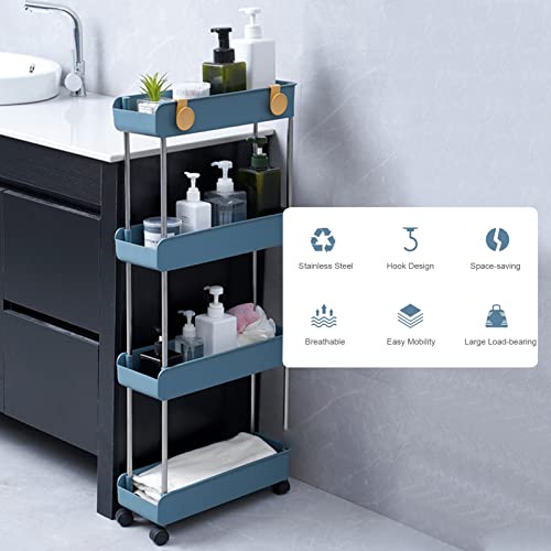Mufern Carrinho utilitário de rolamento de 3 camadas com rodas gancho para pendurar prateleiras de o