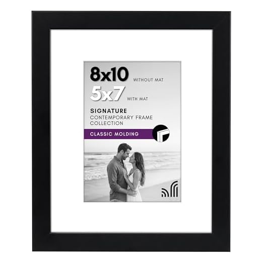 Americanflat 8x10 Picture Frame in Black - Displays 5x7 With Mat and 8x10 Without Mat - Composite Wood with Shatter Resistant Glass - Horizontal and Vertical Formats for Wall and Tabletop