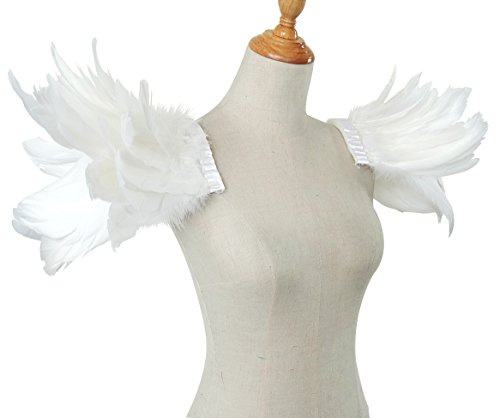 keland Hommes Gothique épaulettes En Plumage Danse Halloween décorations Lot De 2 (Blanc)