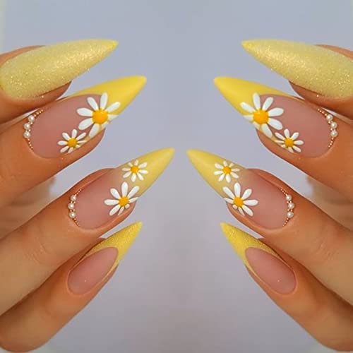 6 Sheets Daisy Nail Art Stickers, Charming Flower Chrysanthemum 3D Trendy Design Self-Adhesive Spring Nail Art Decals, Diy Manicure Decoration Supplies Accessories For Women Girls #TOP3