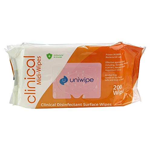 Lingettes de surface clinique Uniwipe pour un nettoyage efficace en paquet de 200 unités
