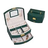 BUTI4WLD Girls Jewelry Box, 3 Layer Medium Sized Jewelry Storage Box with Lock, PU Leather Made Jewe