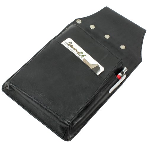 Ledershop24 Rimbaldi kelnerportefeuille holster robuuste holster met extra tas kleur: zwart