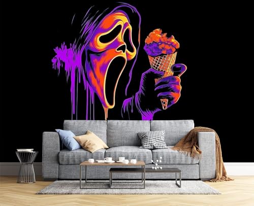 Papier peint panoramique crâne pour masquer un mur terne avec style 3D - 2