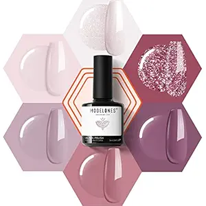 modelones Gel Nail Polish Set - 6 Colors Romantic Gentle Pink Glitter Gel Polish Kit Classic Purple Pink Soak Off LED Gel Nail kit Popular French Nail Art Design Manicure Holiday Gifts for Women Girls