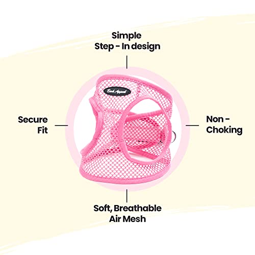 Bark Appeal Step-In Dog Harness, Mesh Step In Dog Vest Harness For Small & Medium Dogs, Non-Choking With Adjustable Heavy-Duty Buckle For Safe, Secure Fit – (Xs, Pink Netted) #TOP1