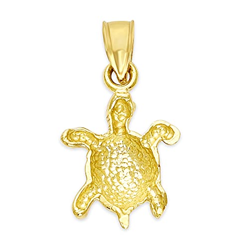 10k Dainty Solid Gold Sea Turtle Pendant, Marine Animal Jewelry Gifts for Her, Yellow, One Size, 2054-19 10k2