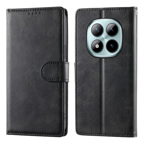Étui portefeuille Xiaomi Redmi Note 14 4G à rabat magnétique cuir noir