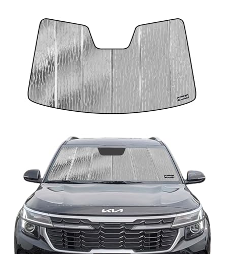 Pigenius Windshield Sun Shade for Kia Seltos 2020-2026 (LX/S/EX/SX) X-Line, Reversible Silver/Black