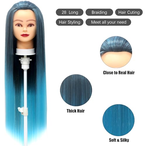 Tête de coiffure 100% cheveux synthétiques 28 inch avec support et kit tresse