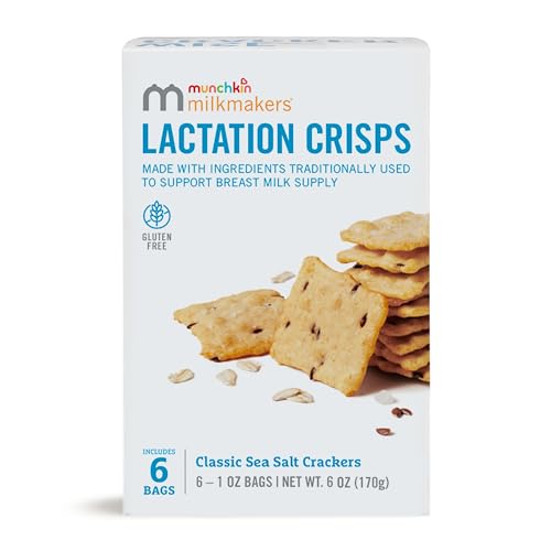 Munchkin Milkmakers Lactation Crisps for Nursing, Breastfeeding & Pumping Moms – Gluten Free & Fenugreek Free Crackers with Milk Boosting Ingredients like Oats & Flax