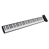 Teclado de Piano Enrollable de 88 Teclas, 128 Tonos 128 Ritmos Teclado de Piano Eléctrico Plegable Recargable, Soporte de Piano Enrollable Manual MIDI y, Compatible con 14