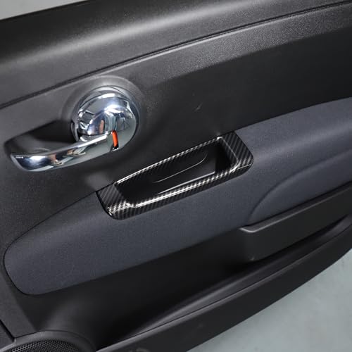 PIUGILH Autotür Innenverkleidung Griffmulde Geeignet für Fiat 500 Abarth 595 2010-2022,Auto Rückspiegel Einstellung Schalter Rahmen Abdeckung für Fiat 500 Zubehör (ABS-Kohlefaser)