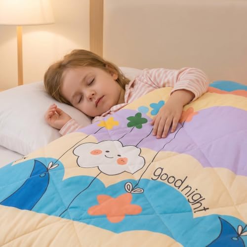 Image of Filymore Good Night Comforter for Kids Girls - Cute Cartoon Print Single Bed Blanket, Microfiber Dohar for Boys & Girls | Soft Kids Winter & Summer Quilt |60x90 Inches (Beige)