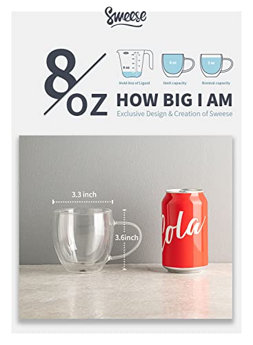 Sweese 8 Oz Glass Coffee Cups - Double Wall Insulated Glass Coffee Mugs Set With Handle, Perfect For Espresso, Latte, Cappuccino, Set Of 4 - 415.101 #TOP1