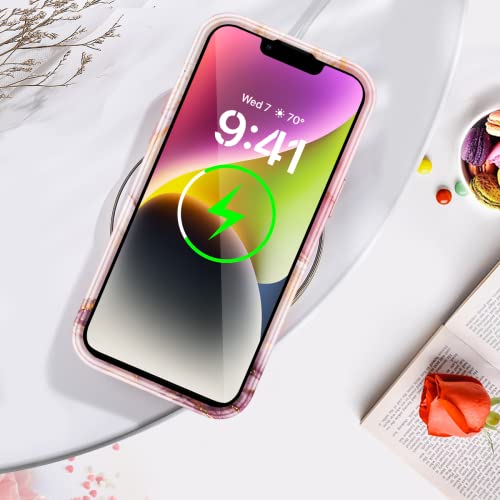 Casewind For Iphone 14 Plus Case,Marble Rose Gold 3 In 1 Women Hard Pc Rugged Bumper Heavyduty Shockproof Antiscratch Drop Military Grade Fullbody Protective Case For Iphone 14 Plus,6.7",2022 #TOP3