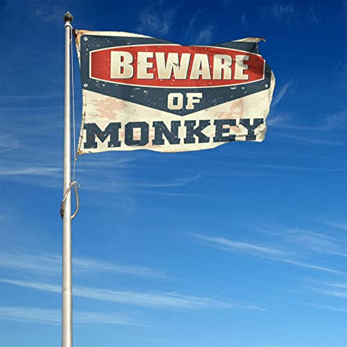 Drapeau cool Beware Of Monkey : l'affiche géante pour mur vide - 4