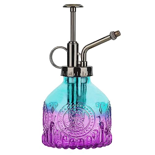 ZIUHEOA Plant Mister Glass Watering Spray Bottle 6.4 Tall Watering Can Retro High-Atomization Nozzle Sealed Leak-Proof,for Garden Plants Flower (Blue-violet gradient)