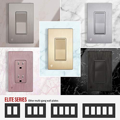 Enerlites Elite Series Screwless Decorator Wall Plate Child Safe Outlet Cover, Gloss Finish, Size 1-Gang 4.68" H X 2.93" L, Unbreakable Polycarbonate Thermoplastic, Si8831-Bgd, Brushed Gold #TOP6