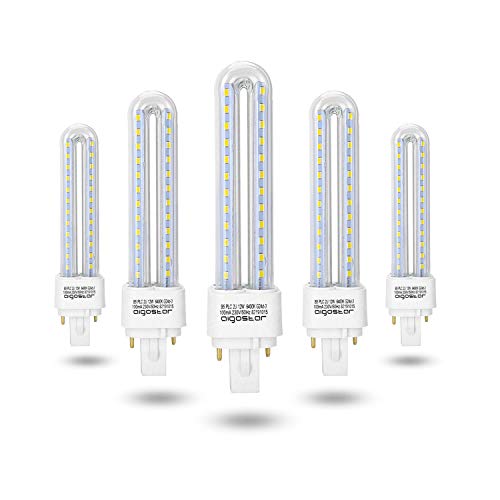 Aigostar- Pack de 5 Bombilla PLC 2U, tubo de12 W, Maiz G24,...