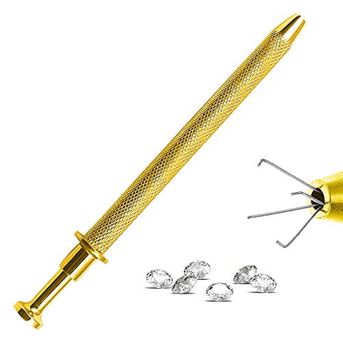LAJA Imports 4 Prongs Diamond Claw Tweezers Terp Pearl Grabber Standard Pick-Up Tool 4 Prongs Grabber IC Chip Metal Catcher Grabber Grabber Stainless Steel 4-Claw Pick up Tool (Gold)