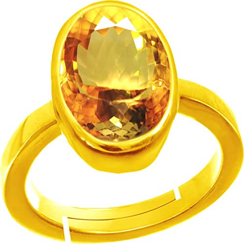 Bague en citrine 7,25 Ratti pierre précieuse ovale et anneau réglable en argent