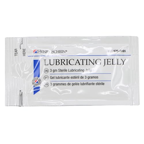 Henry Schein Sterile Lubricating Jelly – 3g Single-Use Packets, Ideal for Medical and Clinical Applications, Convenient Box of 144 Individually Sealed Packets for Hygiene and Precision