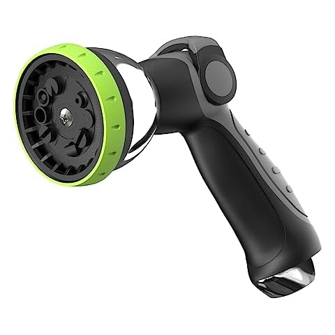 MYTOL Garden Hose Nozzle, 10 Adjustable Spray Patterns Thumb Control Metal Shell Water Hose Spray Nozzle, Hose Nozzle for Outdoor Lawn & Plant Watering, Car Washing and Showering Pets Cover