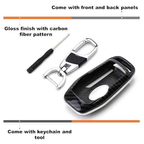 image for iJDMTOY Exact Fit Black Glossy Carbon Fiber Pattern Key Fob Shell w/Ke