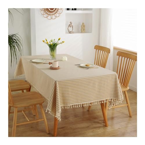 Nappe de table beige à rayures texturées 140x250 de haute qualité - 2