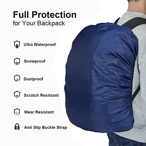 Evotopf Waterproof Backpack Rain Cover with Adjustable Anti Slip Buckle Strap & Sliver Coating Reinforced Inner Layer for Camping, Hiking, Traveling, Hunting, Biking and More, 60-70L(Midnight Blue)