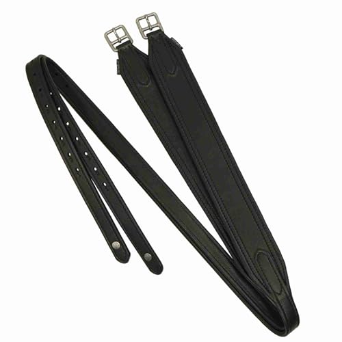 Total Saddle Fit Stability+ Stirrup Leathers Jump & Dressage Styles - Premium Wide Body English Stirrup Leathers (Black, 54 Dressage)
