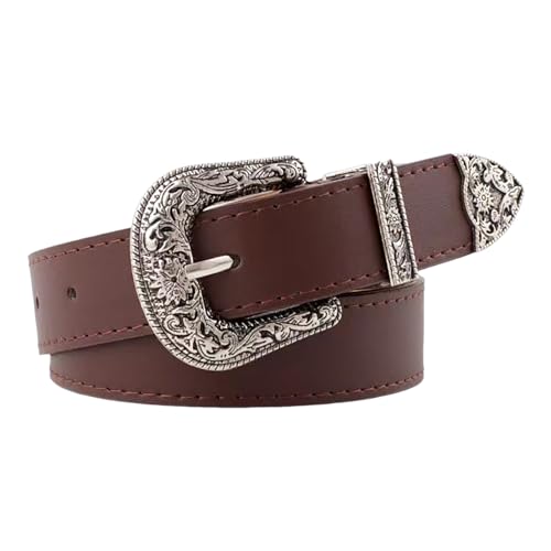 Hanraz Ceinture traditionnelle vintage unisexe - Look large usé - Ceinture interchangeable pour homme - Avec gravure et broderie - Ceinture western pour l'Oktoberfest - Pantalon en cuir, Café #4