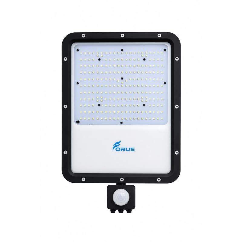 Image of Forus 150W LED Flood Light Amber with Motion Sensor Auto On Off Day Night Mode Waterproof Outdoor Security Light for Garden Parking Garage Factory Warehouse High Bright Floodlight 4Yr Warranty-1Pc