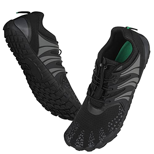 ANDUNE Men’s Barefoot & Minimalist Cross Training Shoes – All Terrain Black Dash | Wide Toe Box | Zero Drop Sole |