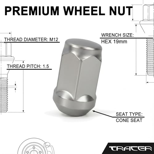 20 Radmuttern geschlossen Kegelbund 60° M12 x 1,5 kompatibel mit Ford, Chrysler, Toyota, Hyundai, Kia, Honda, Mazda