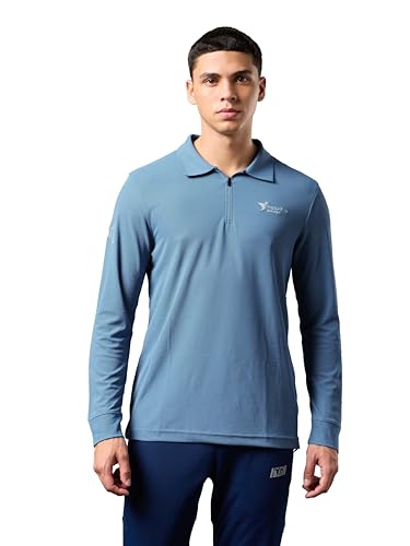 Image of TECHNOSPORT Men's Slim Fit Full Sleeve Polo T-Shirt with Collar, MATPIQ Quick Dry Moisture Wicking Polo Tee for Gym Sports Golf and Casual Wear